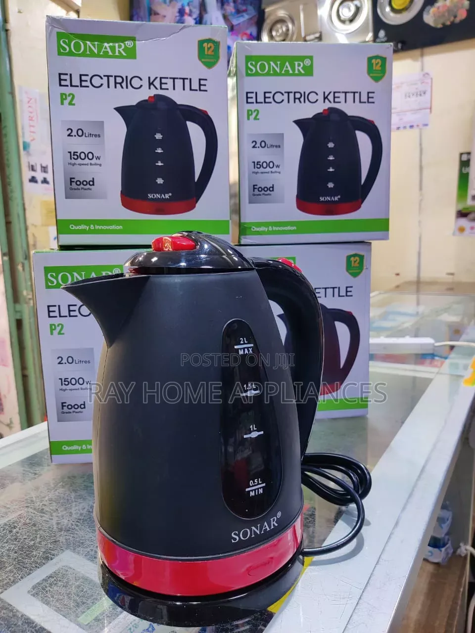 Sonar Kettle 2.0l With 1.5mtrs Strong Long Cable P2