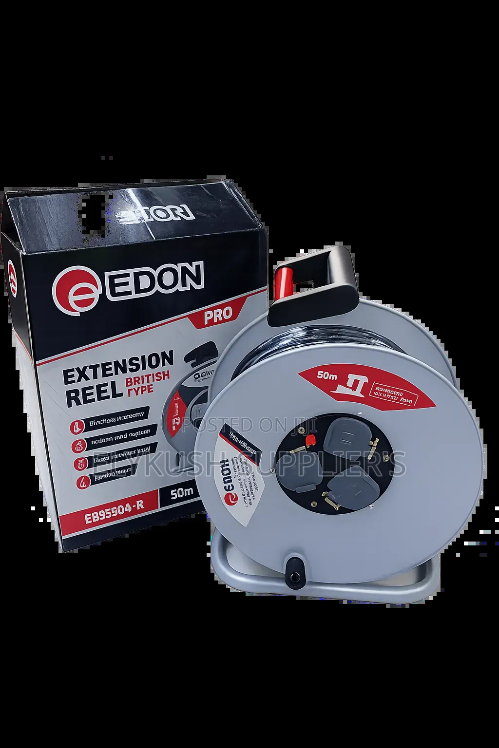 50m Extension Reel Cable – British Type Heavy Duty Cord Reel