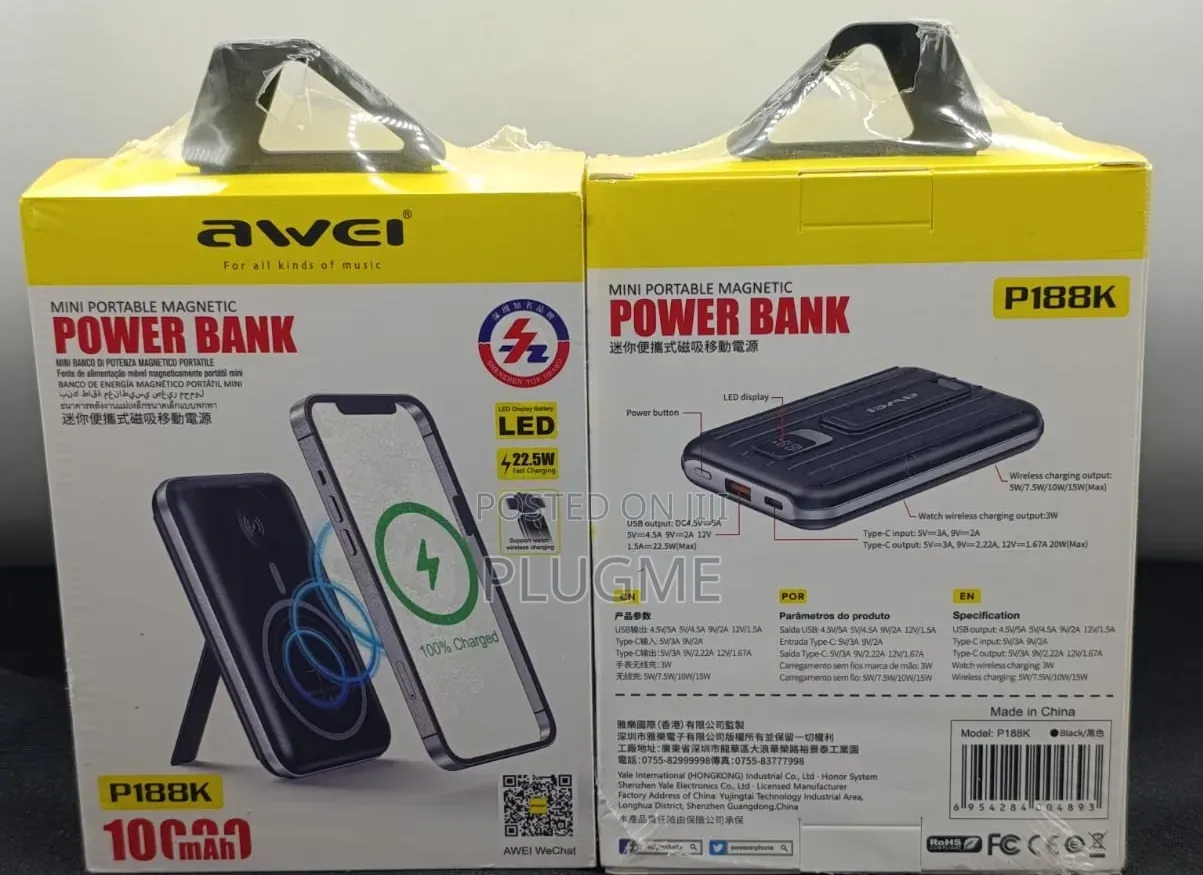 Awei P188k Mini Portable Magnetic 22.5w Wireless Power Bank