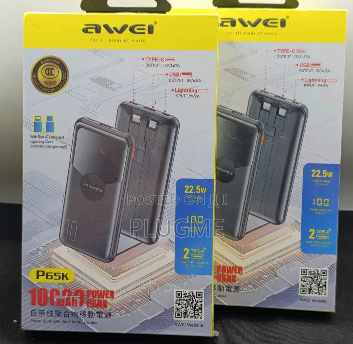 Awei P65k 10000 Mah 22.5w Power Bank