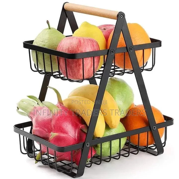 Metallic 2 Layer Multifunctional Fruit Rack