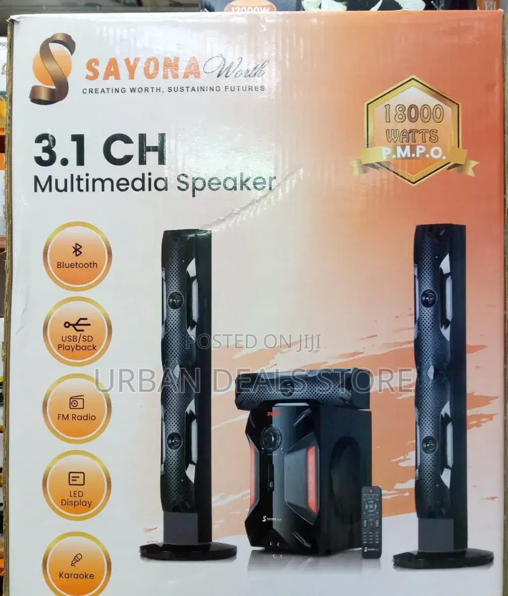 Sayona Home Theater System 18000w Pmpo 3.1 Channel Tall Boy Subwoofer