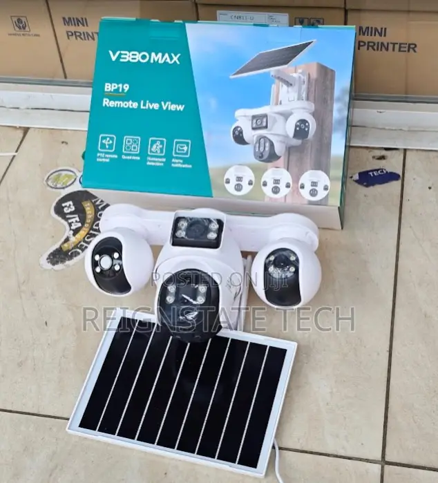 4 Lens Solar Powered Outdoor V380 PTZ Camera With 4lens Camera