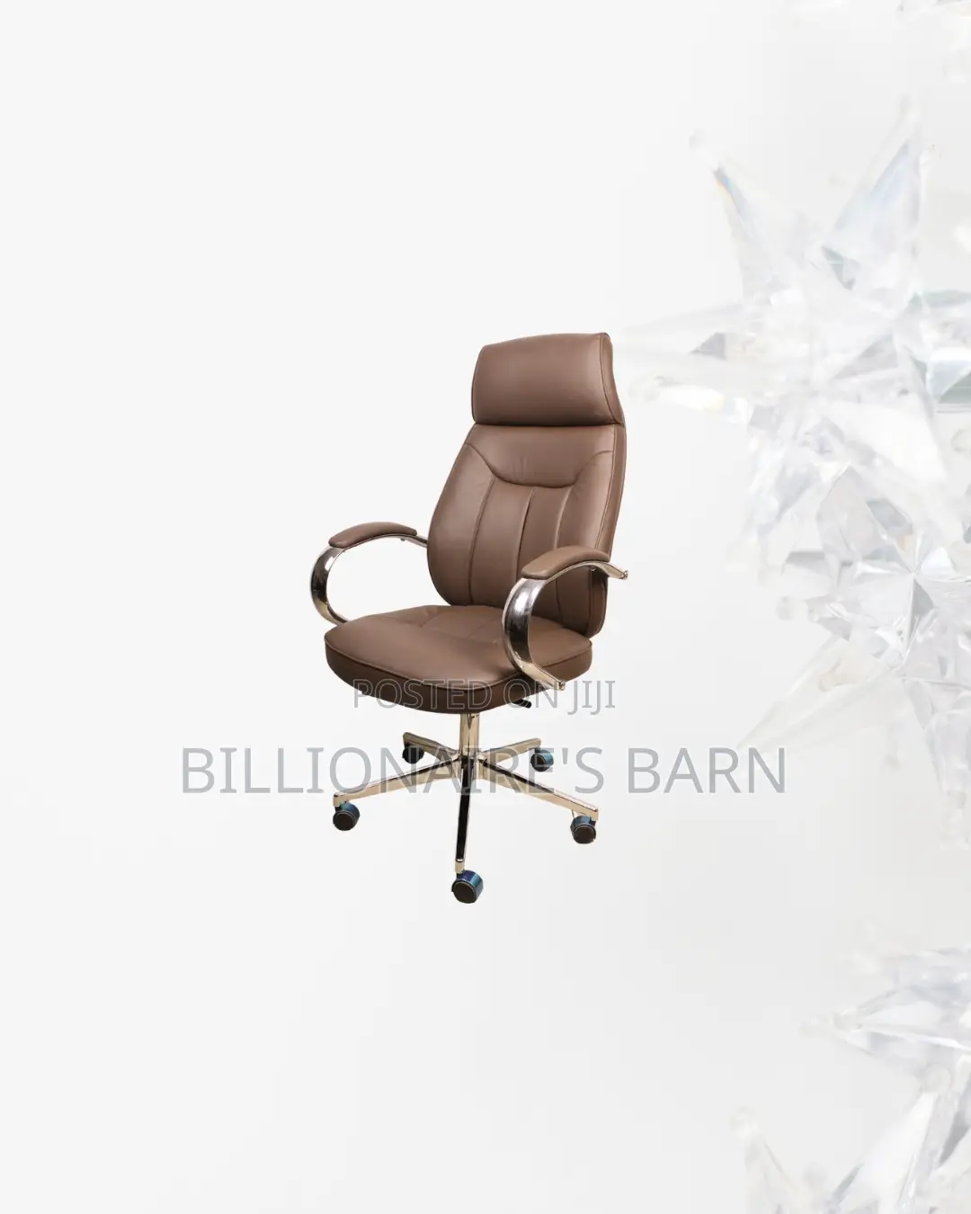 Leather Office Chair High Back Chrome Base Ergonomic Solution