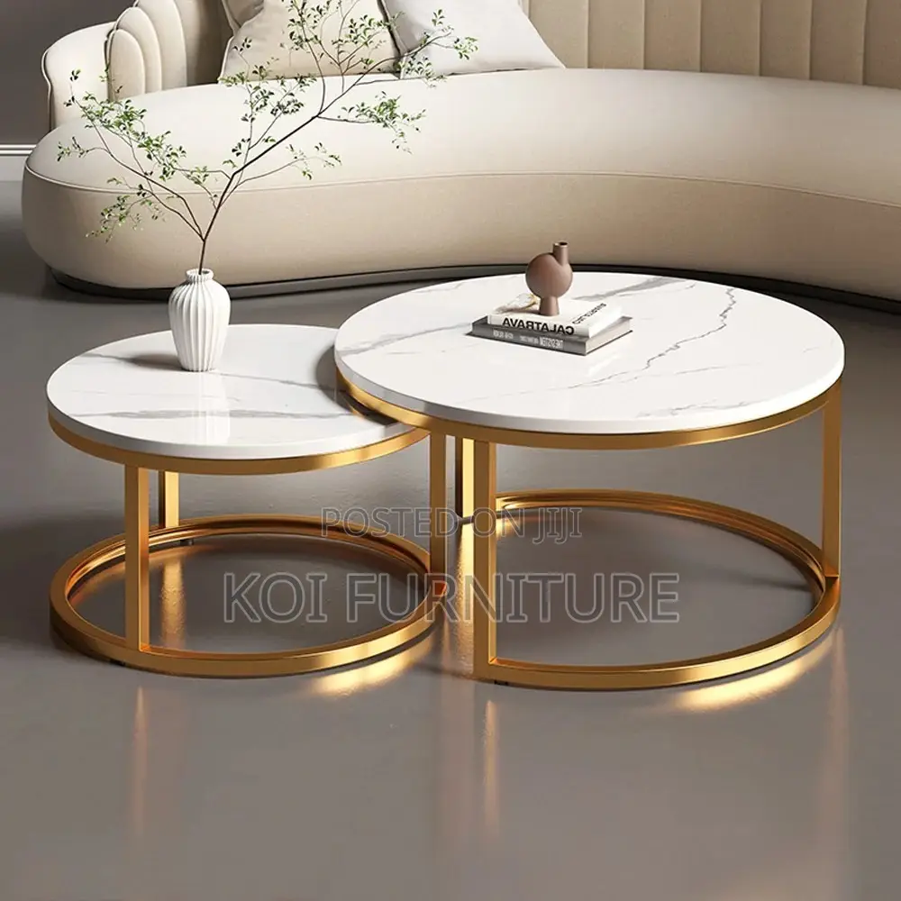 Coffee Table; Nymphar Nesting Marble Coffee Table in Dual Style