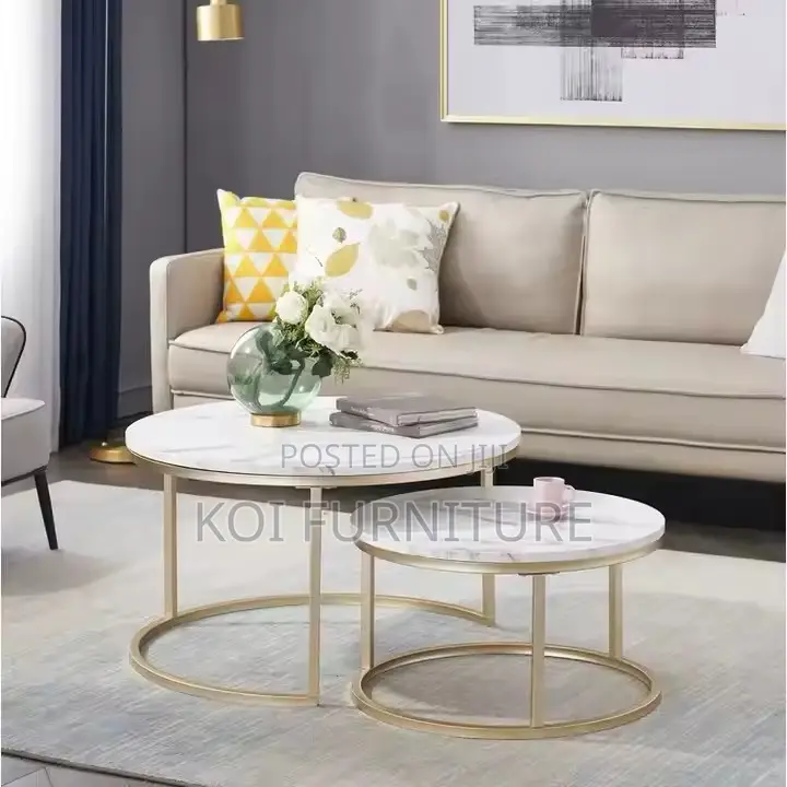 Coffee Table; Nymphar Nesting Marble Coffee Table in Dual Style