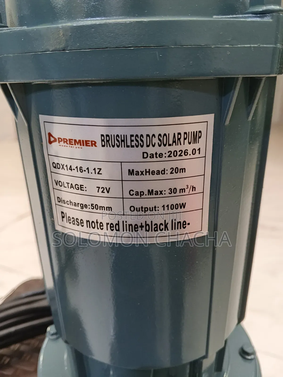 Premier 3inch 30m3/Hr 20m 72v 1100w Brushless Dc Submersible Pump