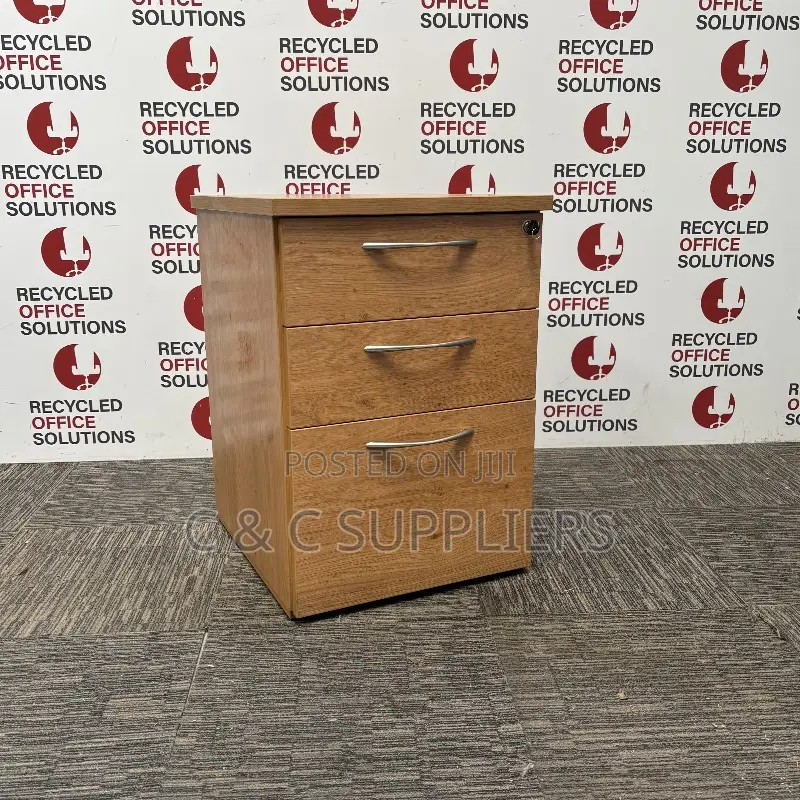 Mobile Pedestals: Rustic Oak Under Desk 3 Drawer Pedestal