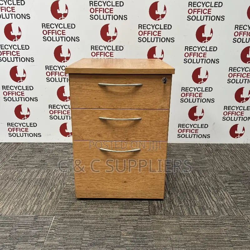 Mobile Pedestals: Rustic Oak Under Desk 3 Drawer Pedestal