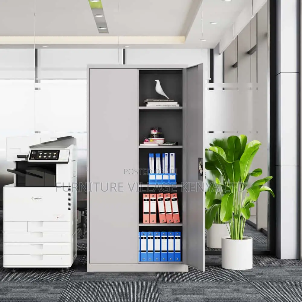 2-Swing Door White Metallic File Cabinet