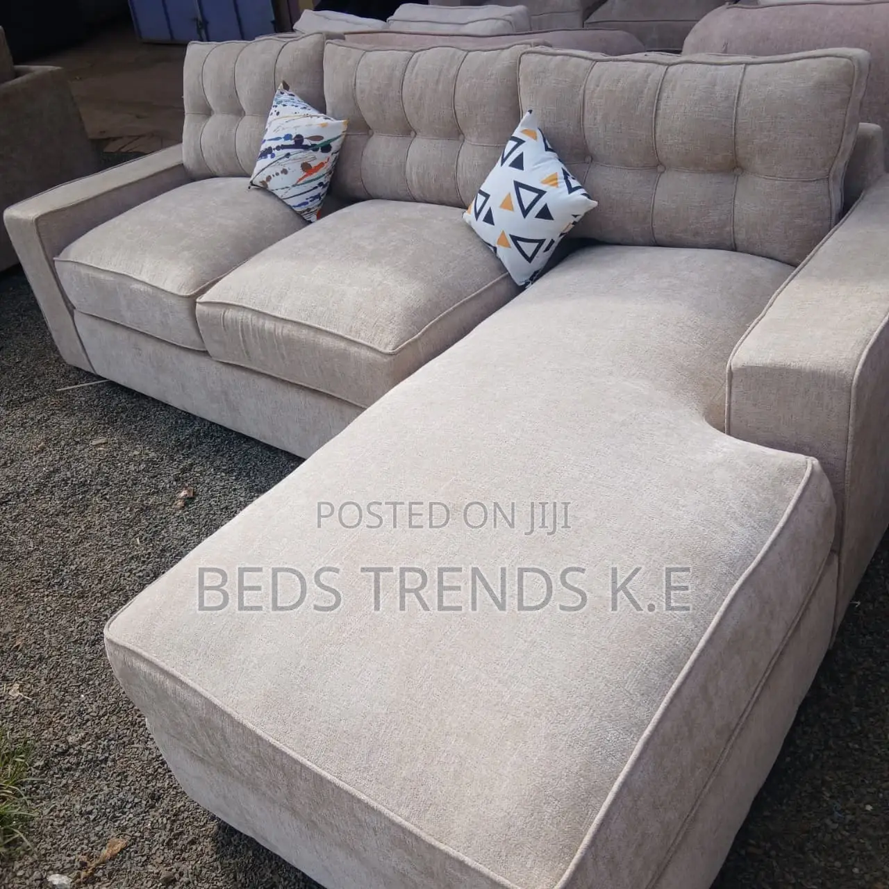 Modern Beige L Seat Sofa