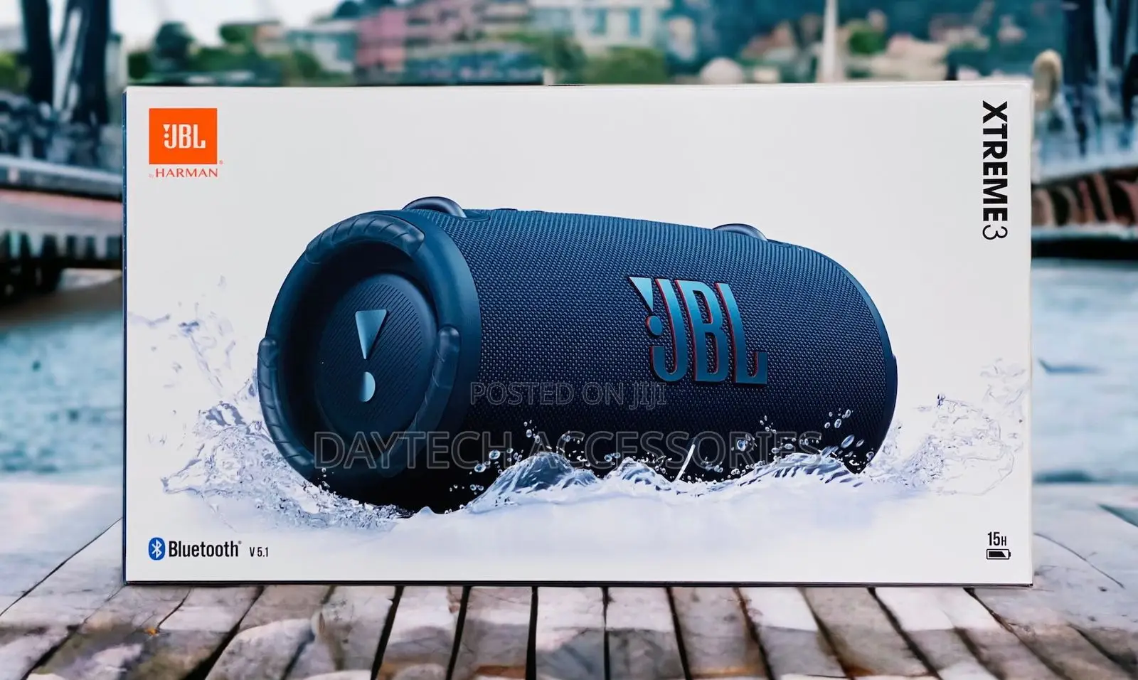 This Is a JBL Xtreme 3 Portable Bluetooth Speaker in Blue.