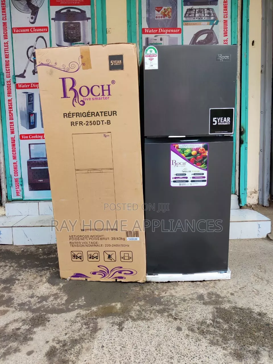 197litres Roch Double Door Fridge No Frost 
5years Warranty
