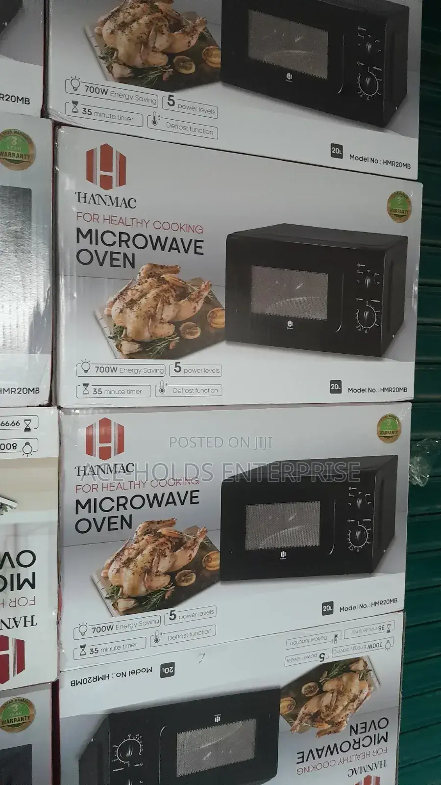 20 Litres Manual Control - 5 Settings Hanmac Microwave Oven (Black)