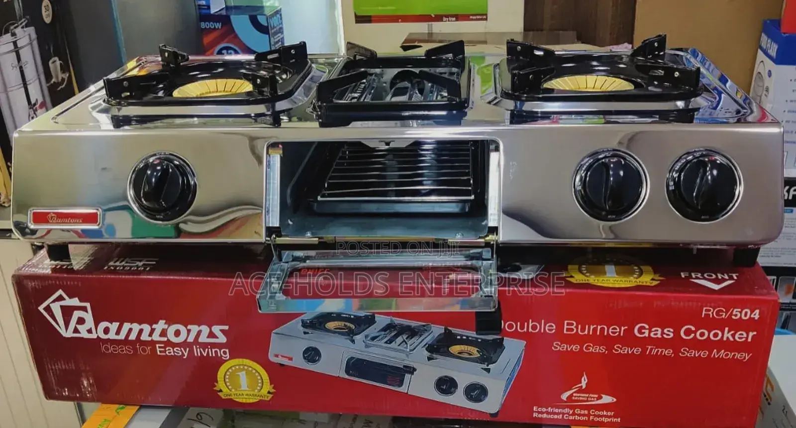 Ramtons 2 Burner Gas Stove Cooker + Grill Function (Rg/504)