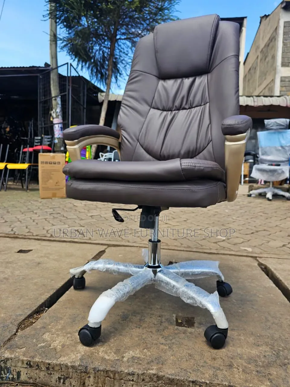 Leather Grey Hydraulic Office Chair