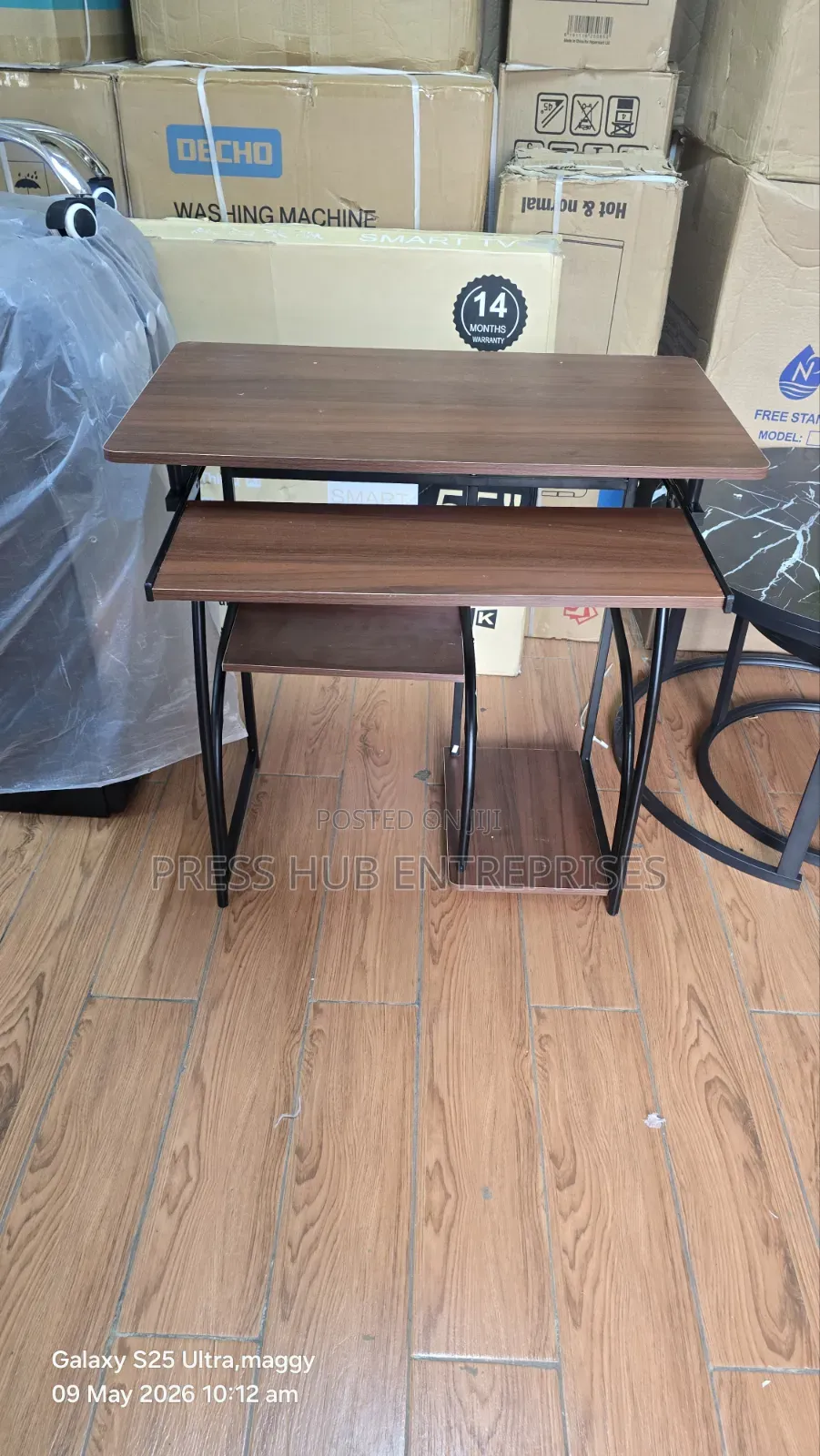 Computer Desk With Keyboard Tray Side Shelves Home Office Study Table