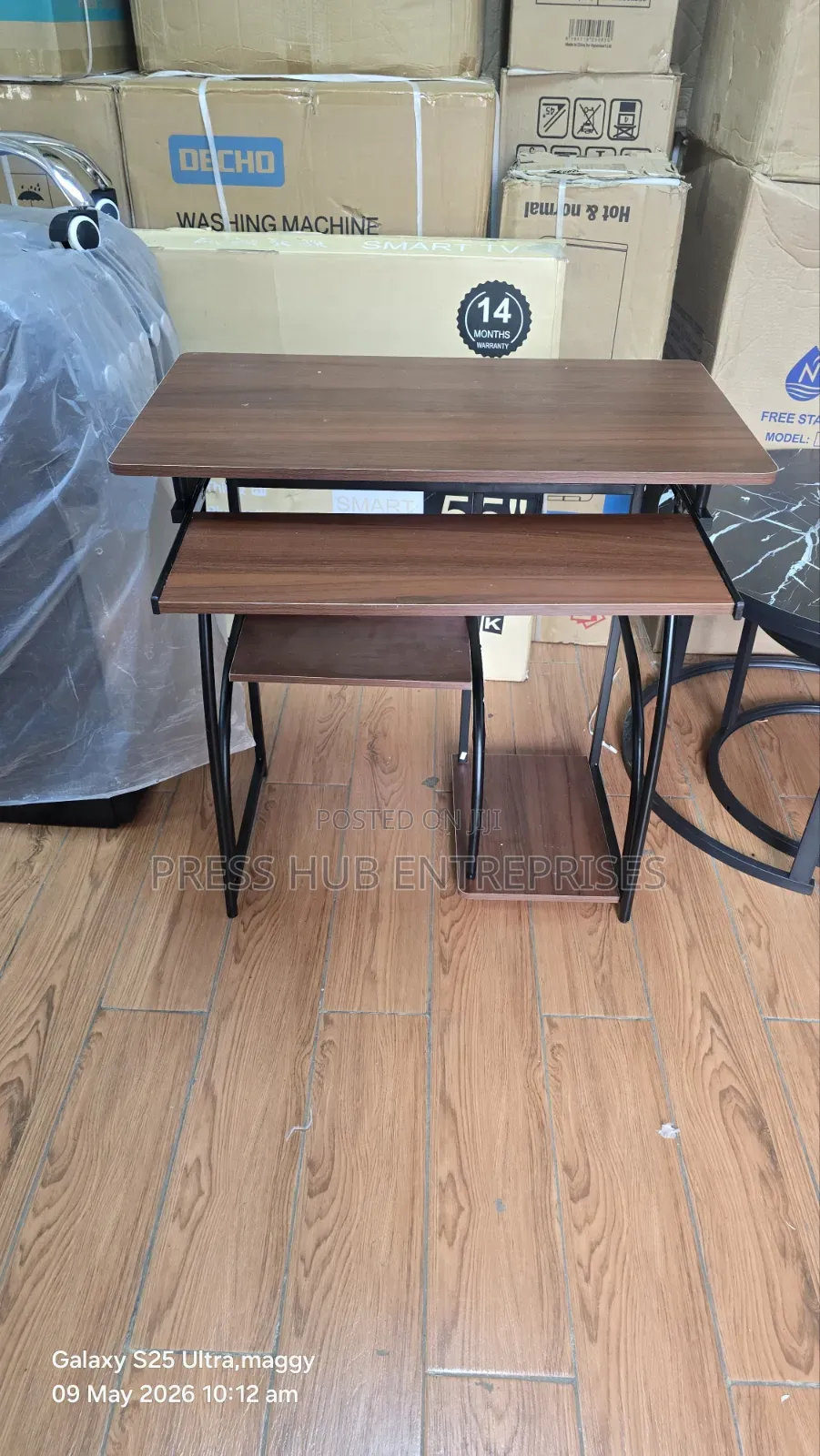 Computer Desk With Keyboard Tray Side Shelves Home Office Study Table