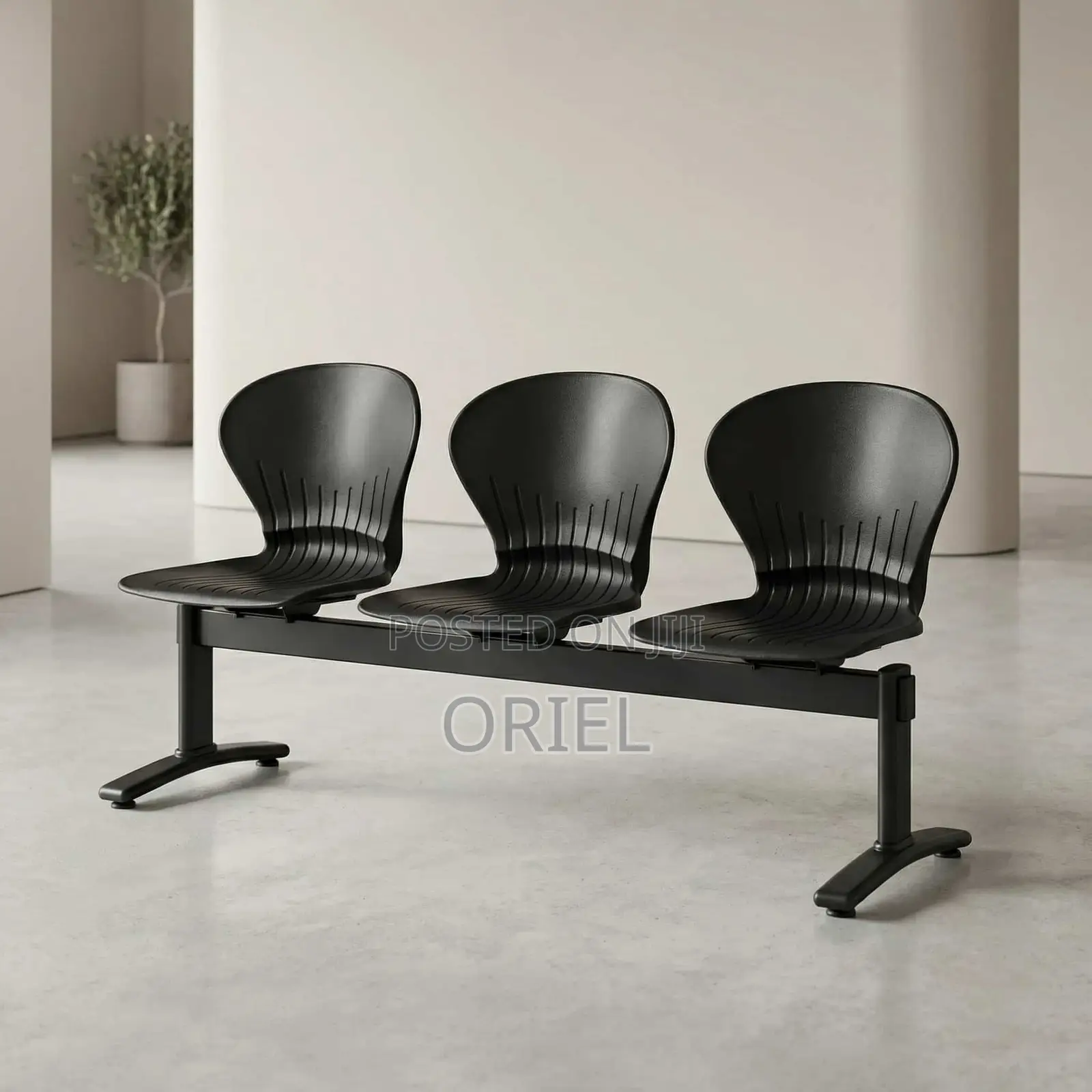 Office Bench : 3-Seater Plastic Lobby Waiting Area Bench