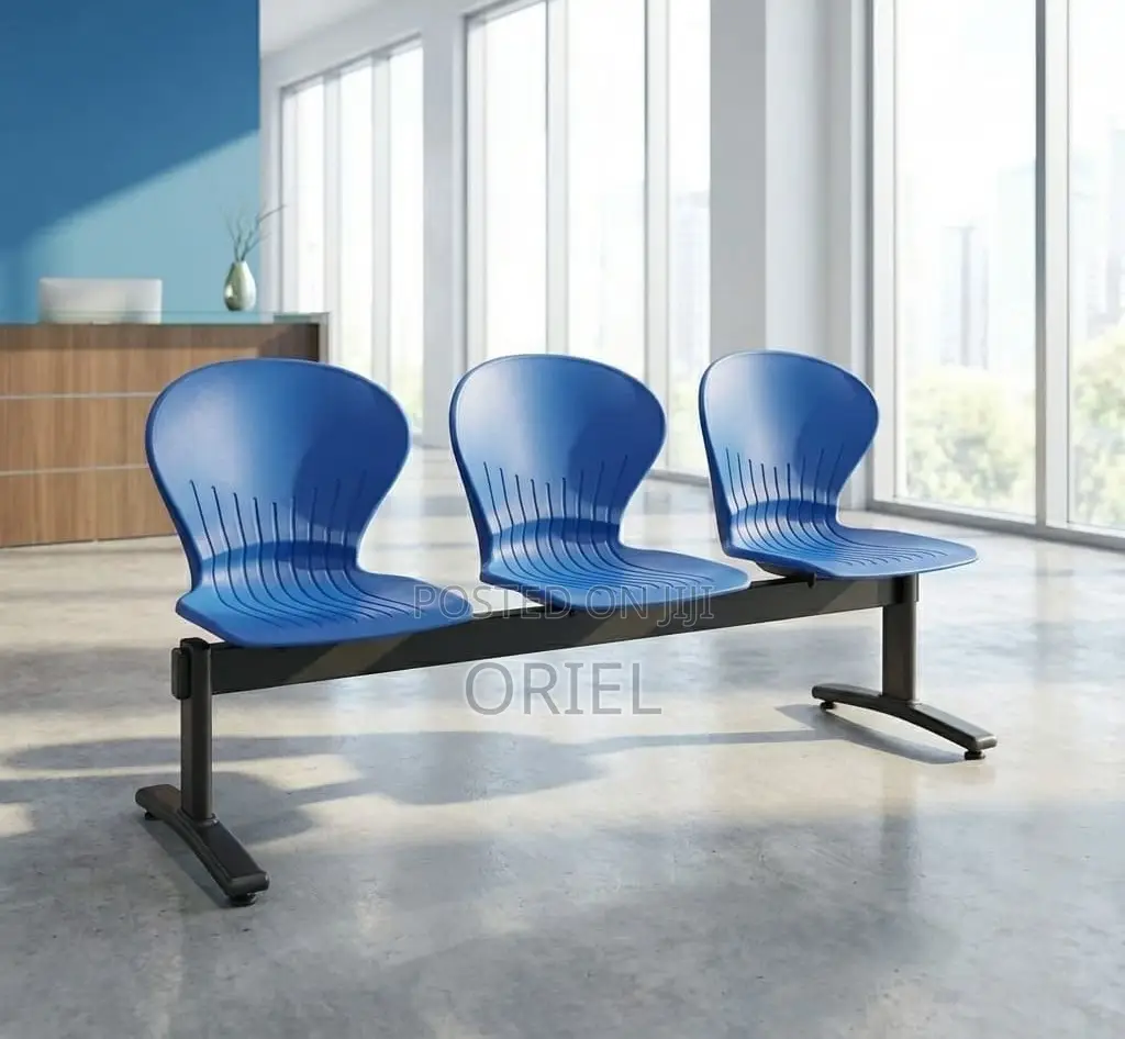 Office Bench : 3-Seater Plastic Lobby Waiting Area Bench