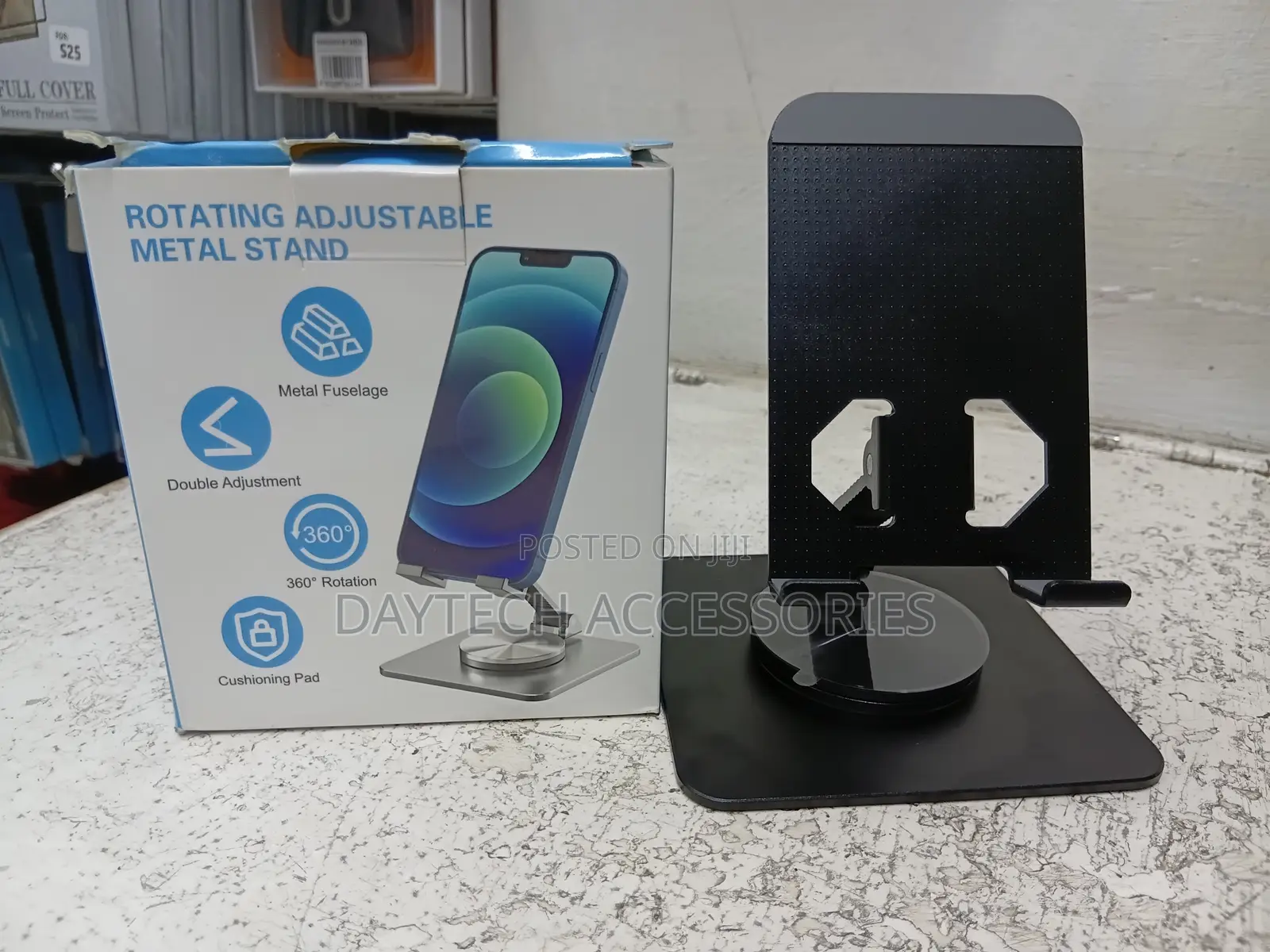 360 Rotation Aluminum Phone Holder - Adjustable Stand for 4-7" Devices