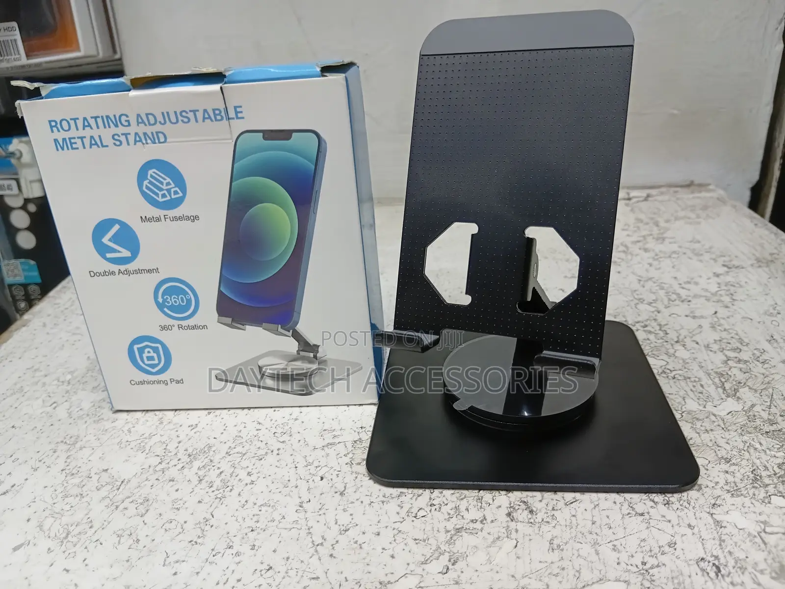 360 Rotation Aluminum Phone Holder - Adjustable Stand for 4-7" Devices
