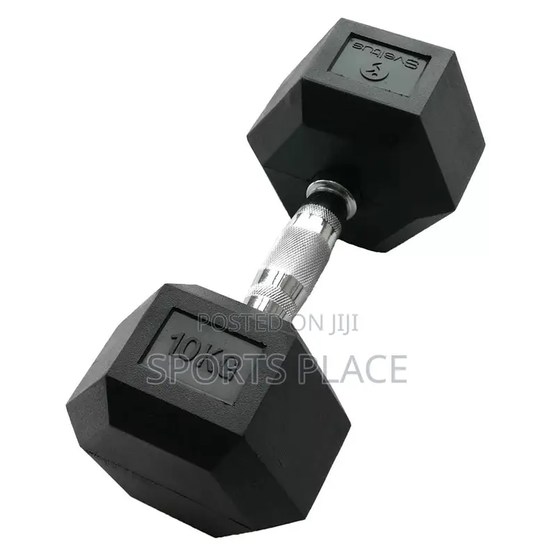 10kg Rubber Dumbell - Hexagonal - Single