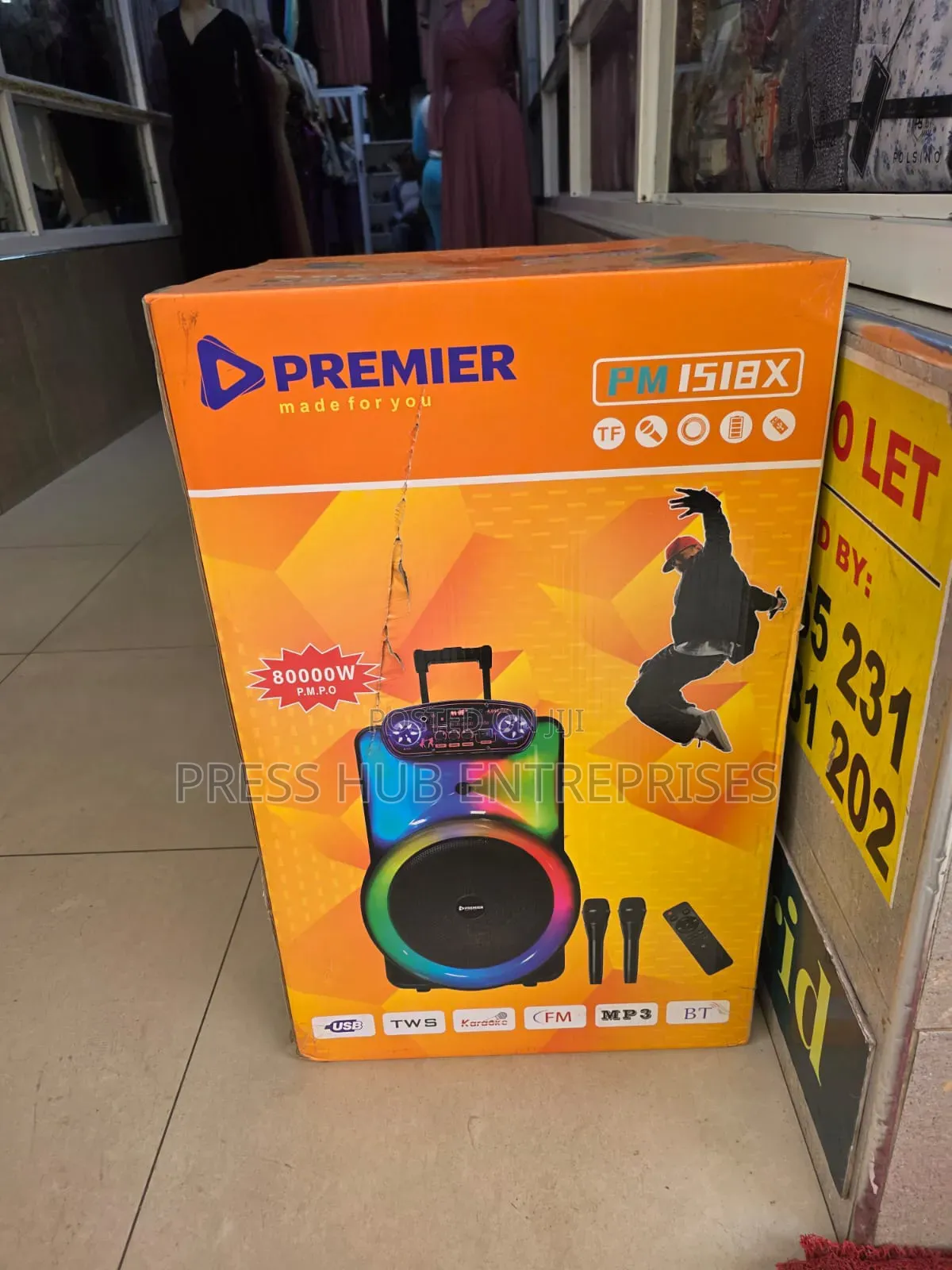 Premier 15-Inch Rechargeable Bluetooth Trolley Speaker 