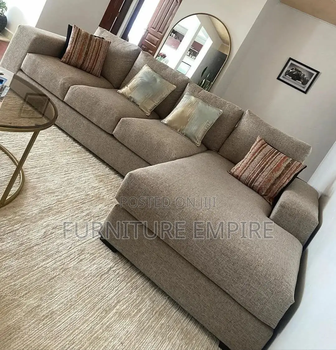 Spacious Beige L Shaped Sectional Sofa