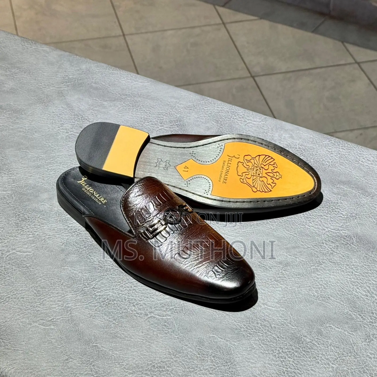 Billionaire Italian Couture Leather Slip-on Mule Shoes Size 39-46