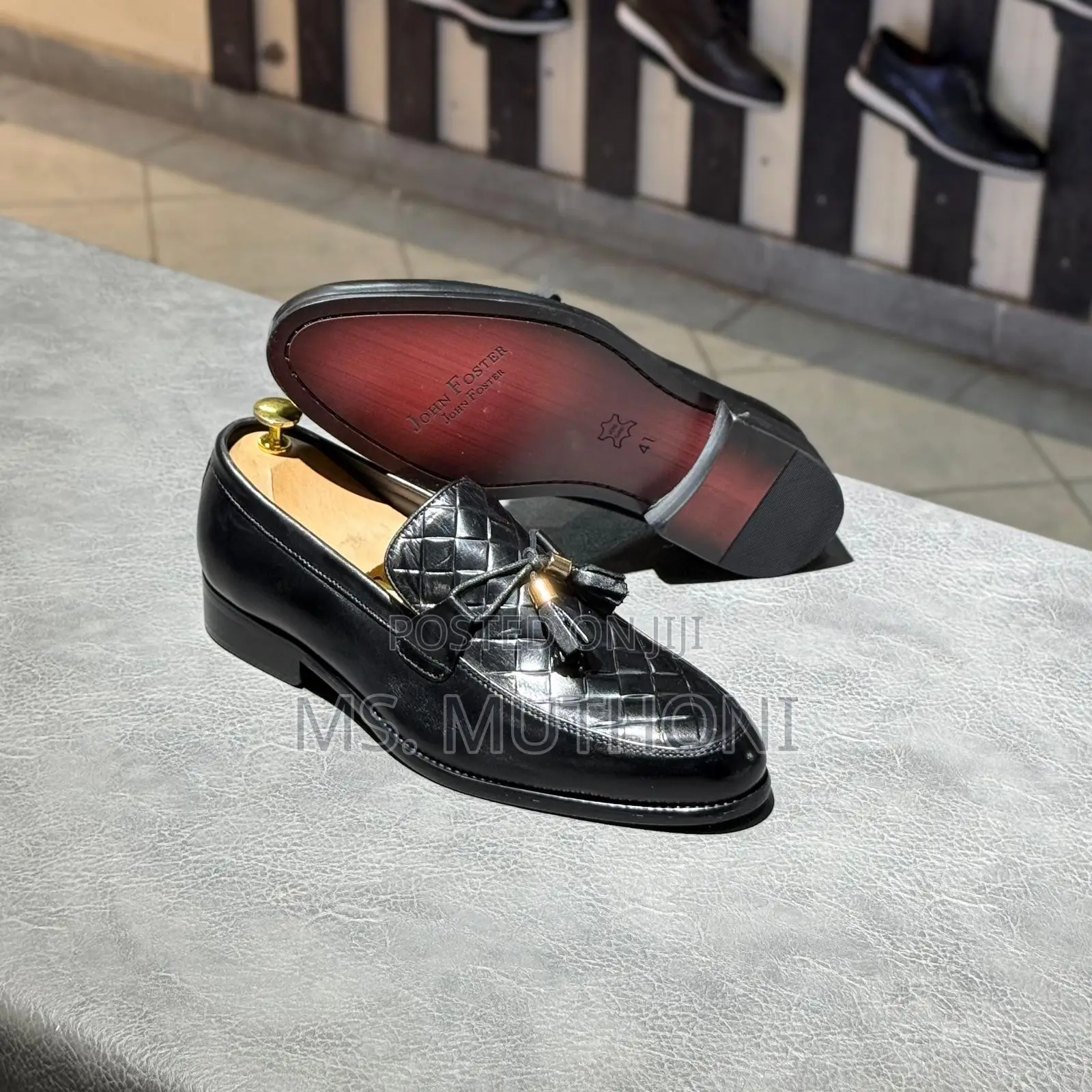 Laceless John Foster Brown and Black Quilted Leather Tassel Loafers