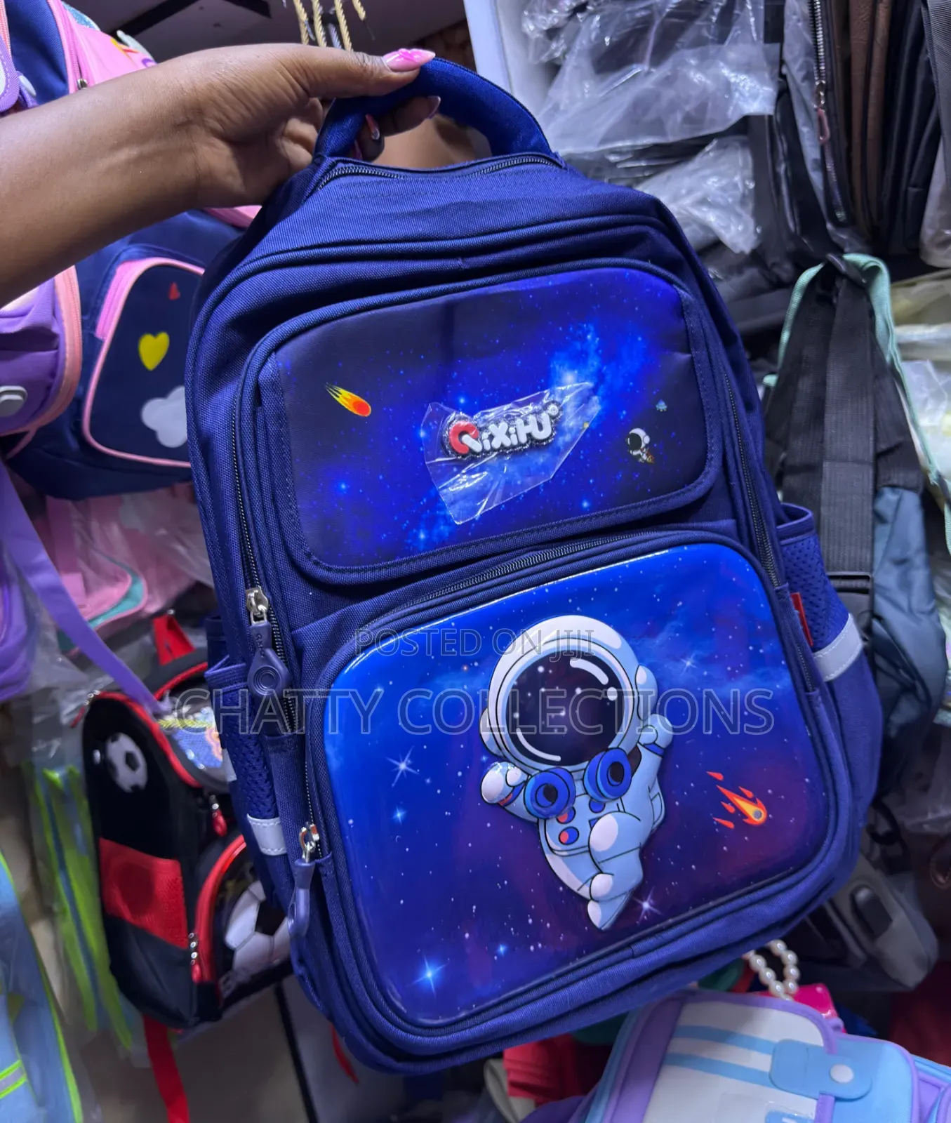 Blue Space Cartoon Themed Kids School Bags Backpacks for Grade 1 to 5