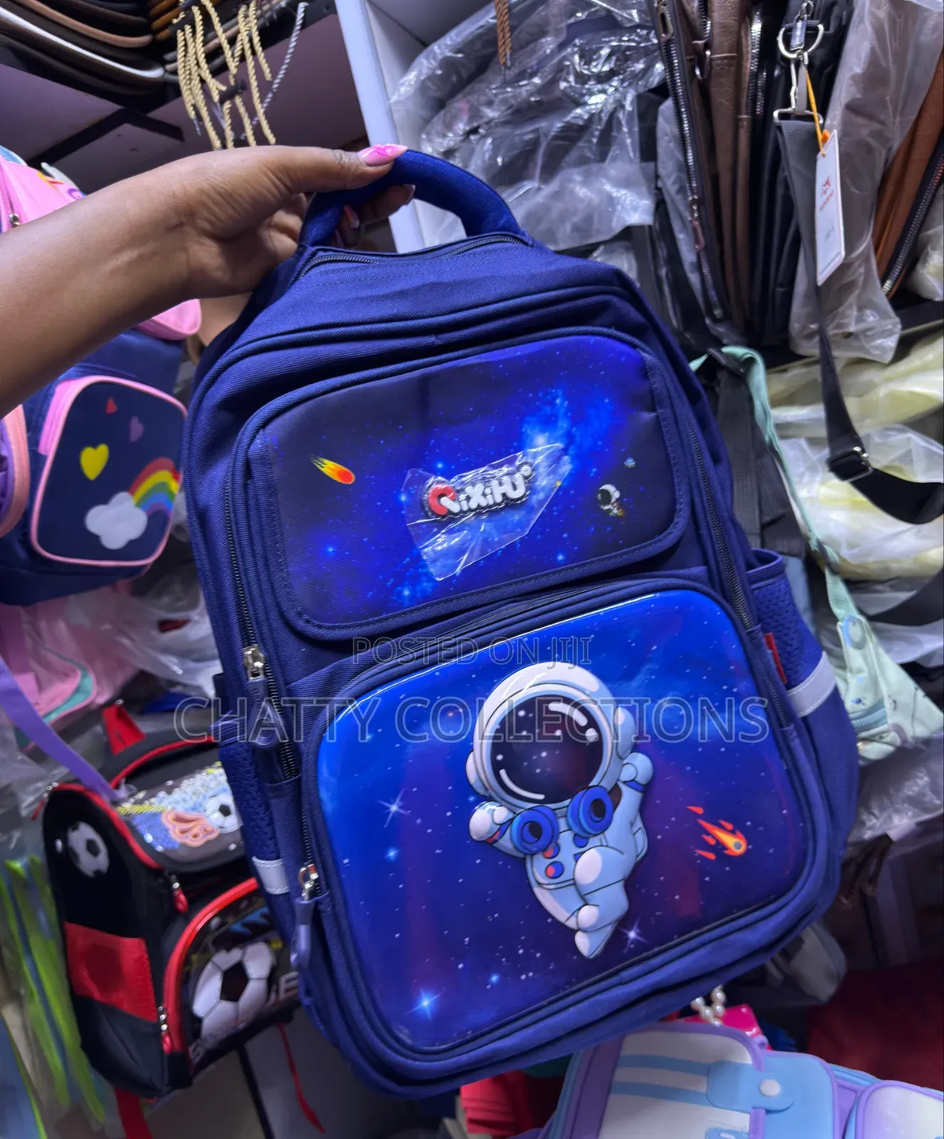 Blue Space Cartoon Themed Kids School Bags Backpacks for Grade 1 to 5