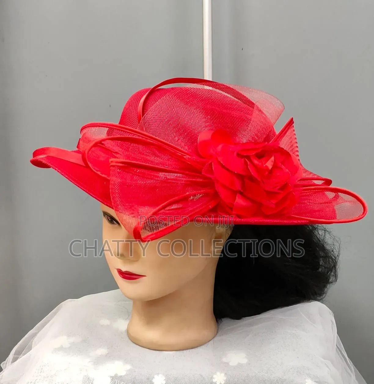 Big Red Ladies Hat Like Stylish Head Fascinators