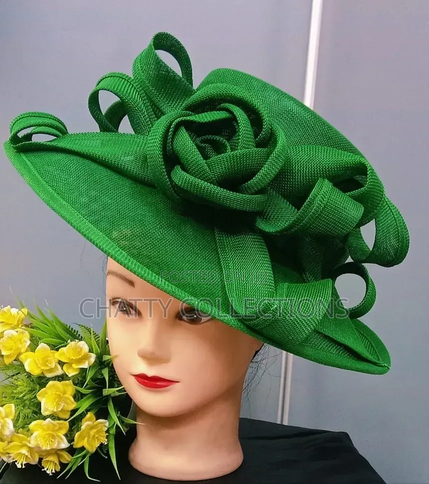 Big Green Ladies Hat Stylish Head Fascinators