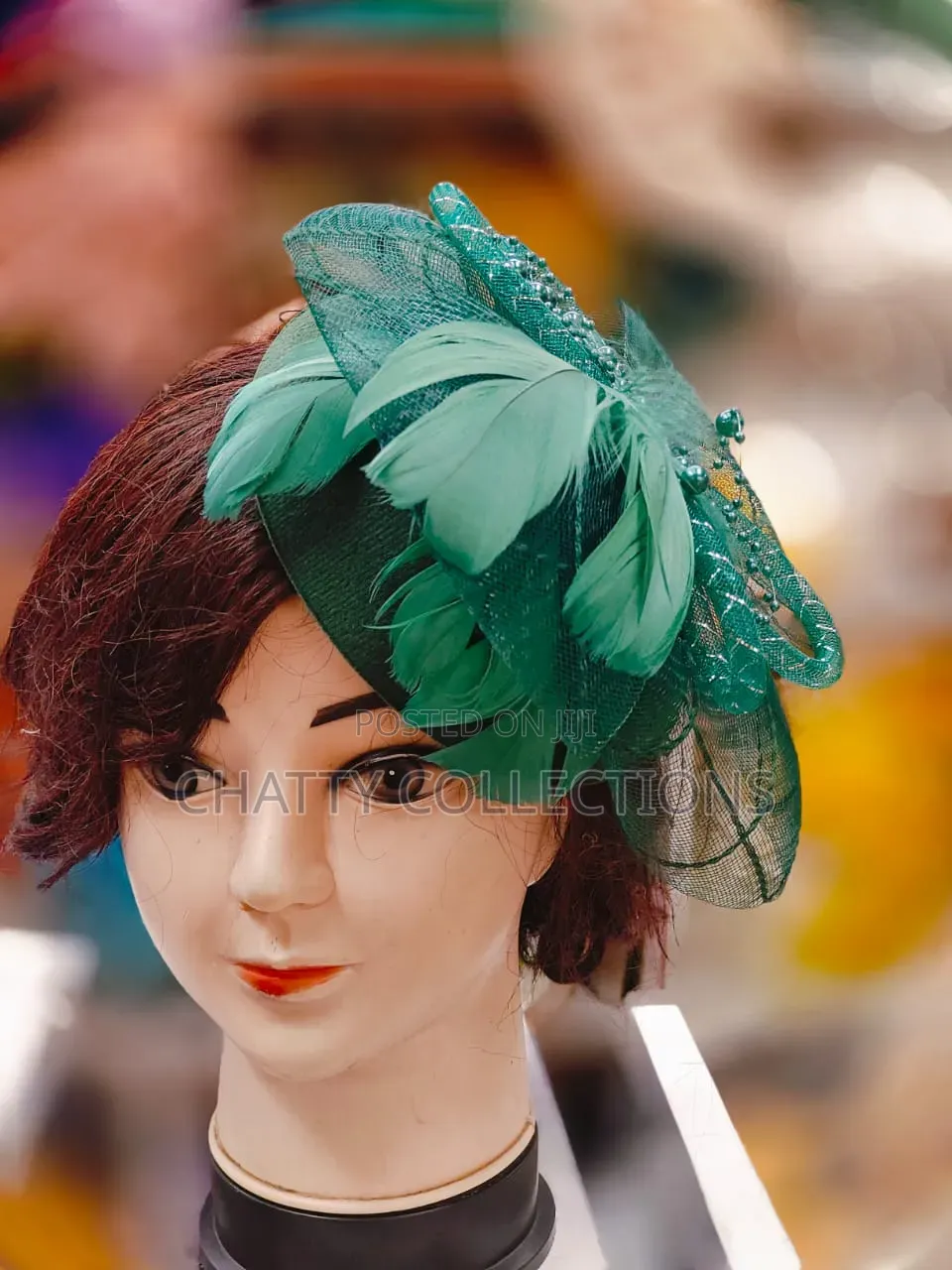 Jungle Green Stylish Ladies Head Fascinators With Net