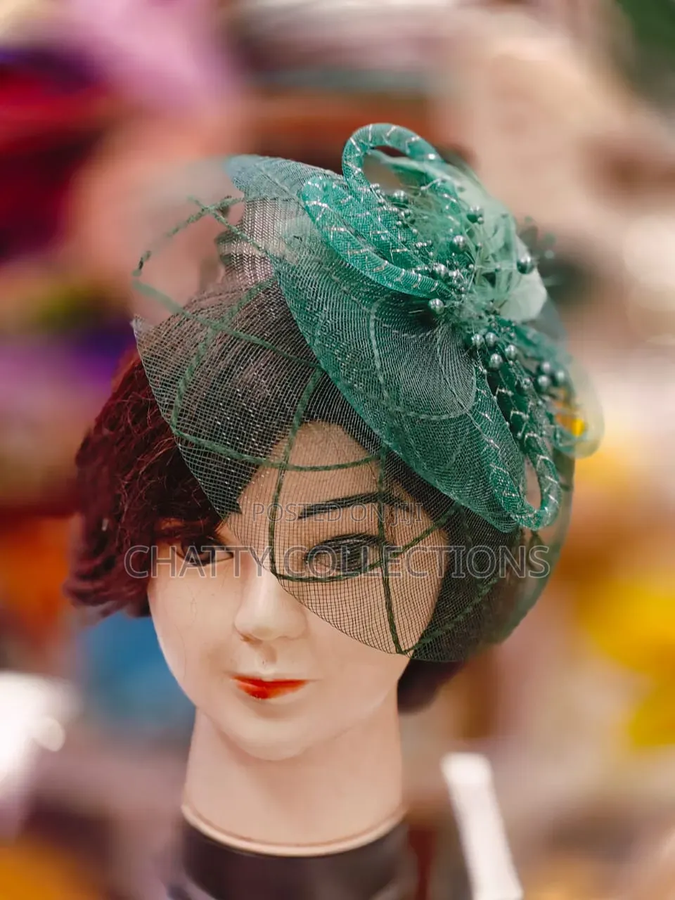 Jungle Green Stylish Ladies Head Fascinators With Net