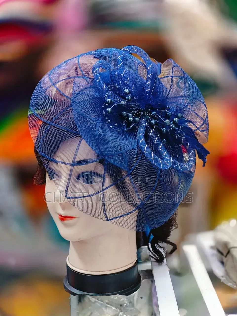 Navy Blue Stylish and Classy Ladies Head Fascinators With Net