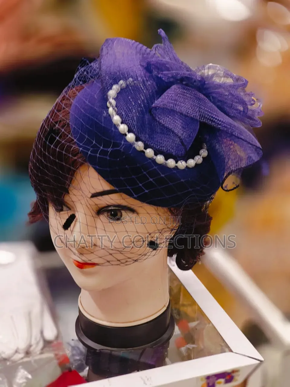 Navy Blue Stylish and Classy Ladies Head Fascinators With Net and Bead