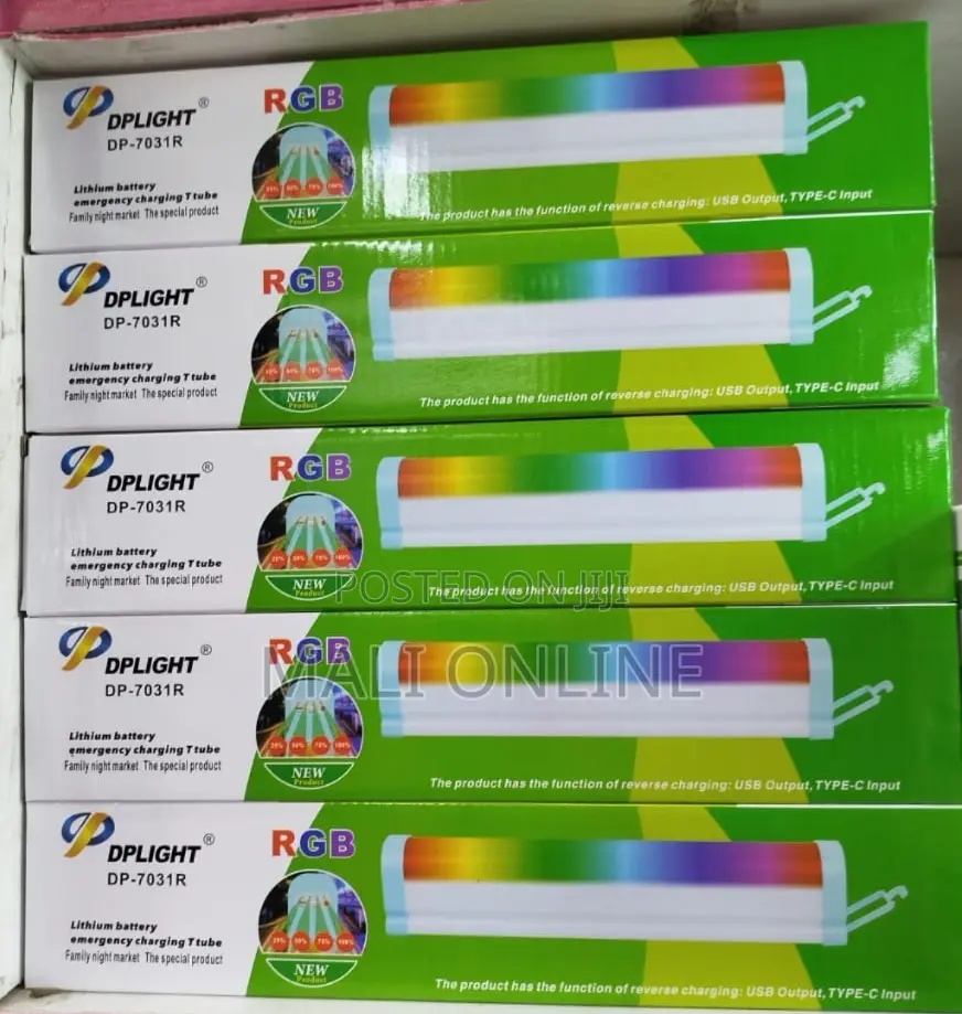 RGB Led Tube Light Rechargeable Lamp Usb Type-C Power Bank
