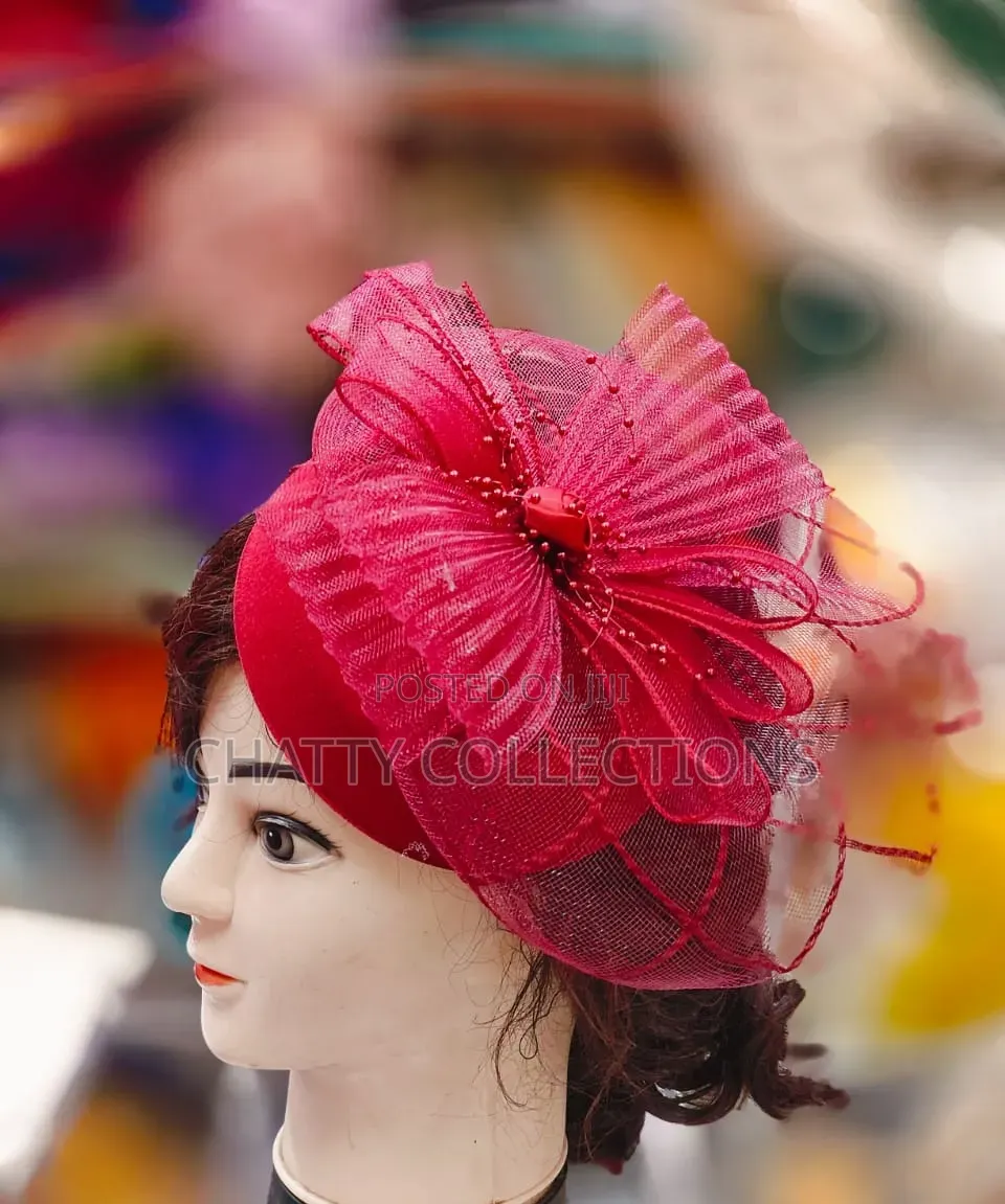 Maroon Stylish and Classy Ladies Head Fascinators With Net