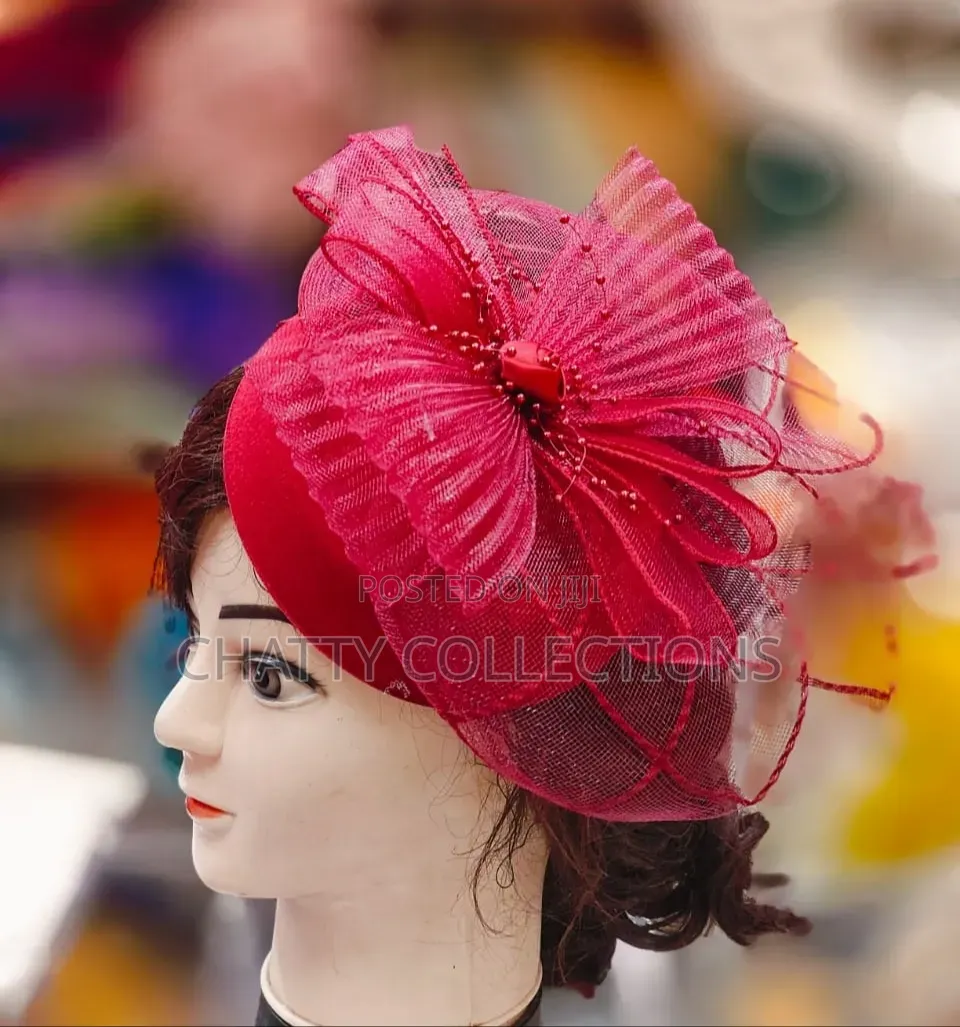 Maroon Stylish and Classy Ladies Head Fascinators With Net