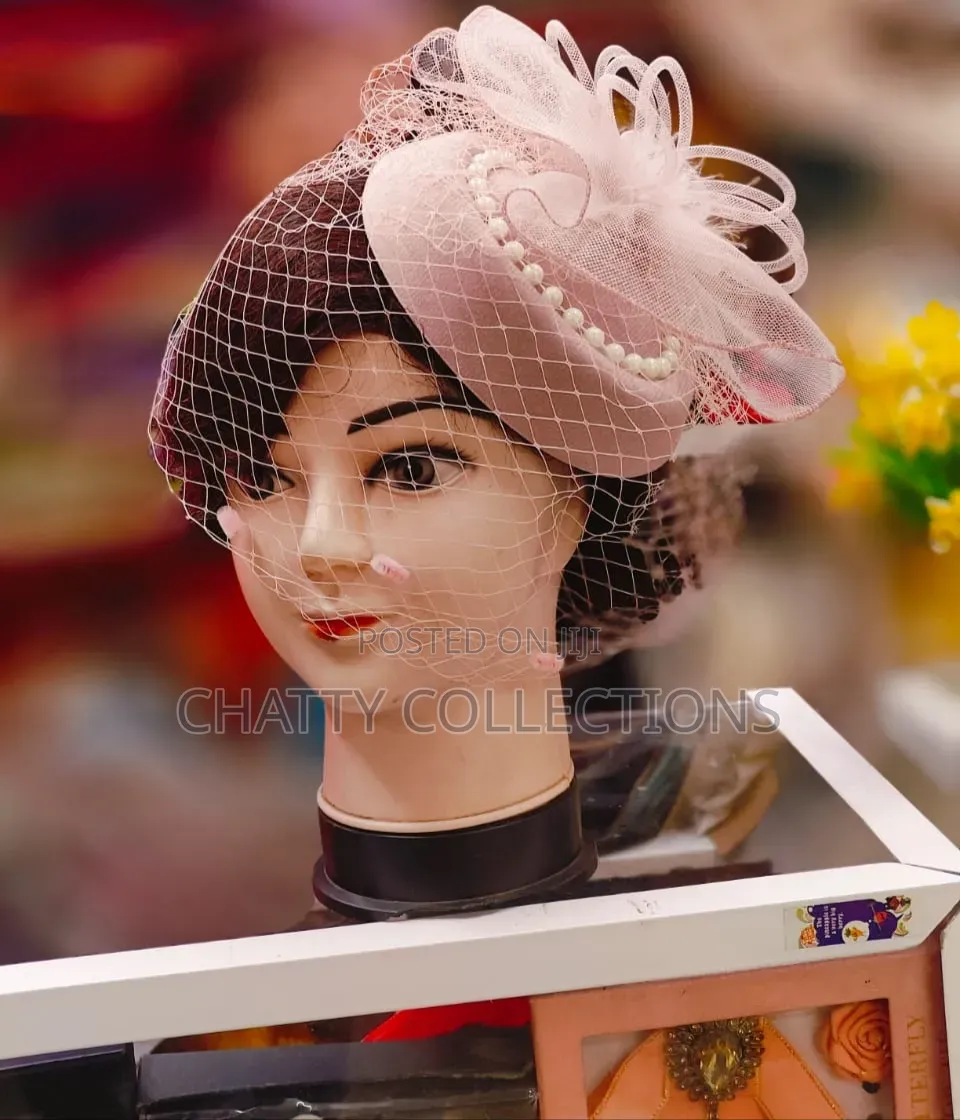 Peach Stylish and Classy Ladies Head Fascinators With Net and Bead