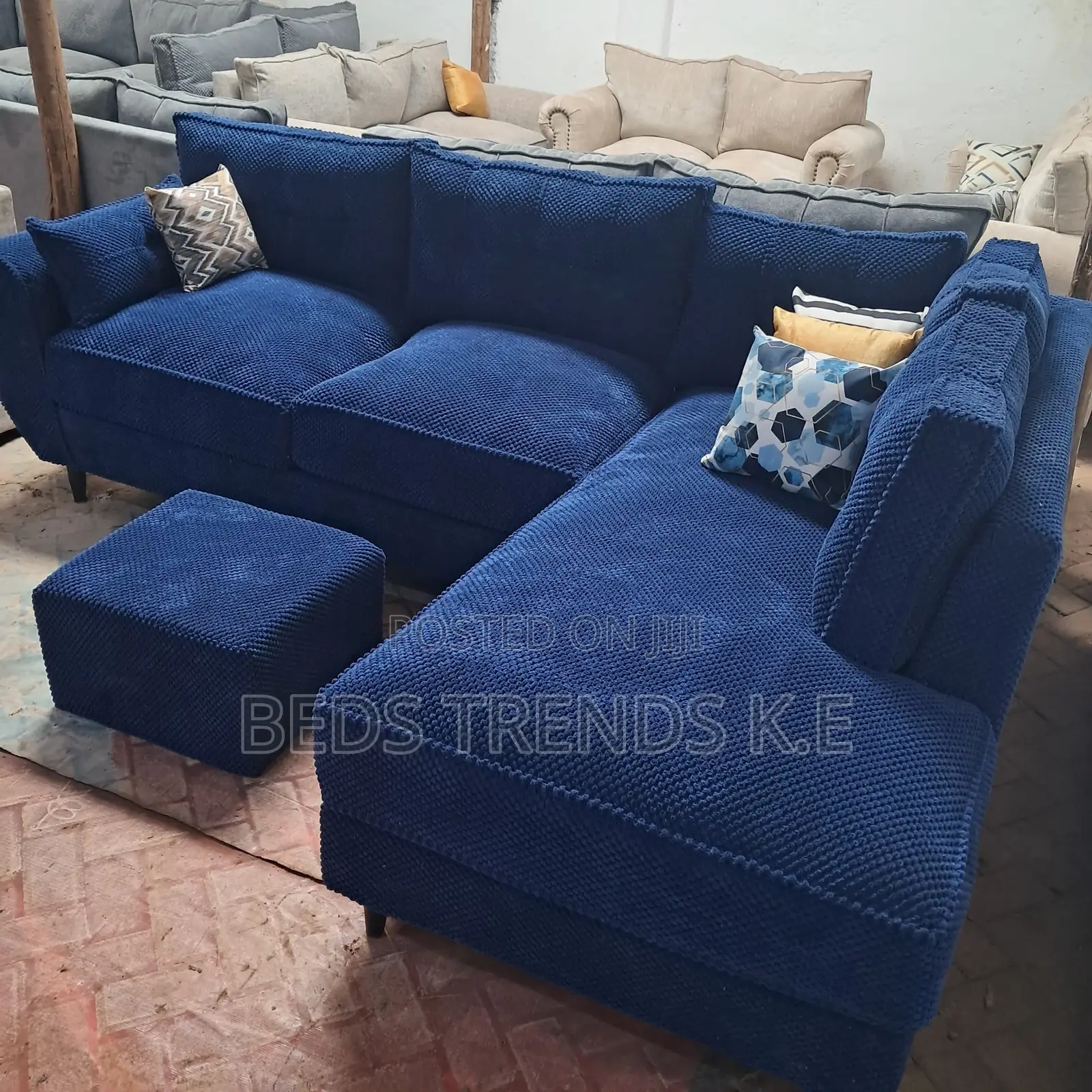Dark Blue L Seat With Foot Rest