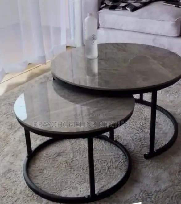 Modern Luxury 2in1 Pure Marble Nesting Tables With Black Stand