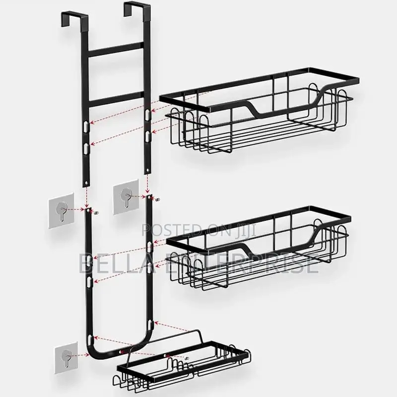 3 Layer Behind the Door Metallic Bathroom Shelf Shower Caddy