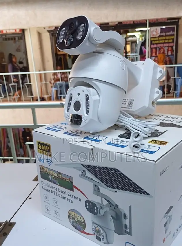 Ubox Dual Lens Siren 4mp Wifi Solar Powered Camera