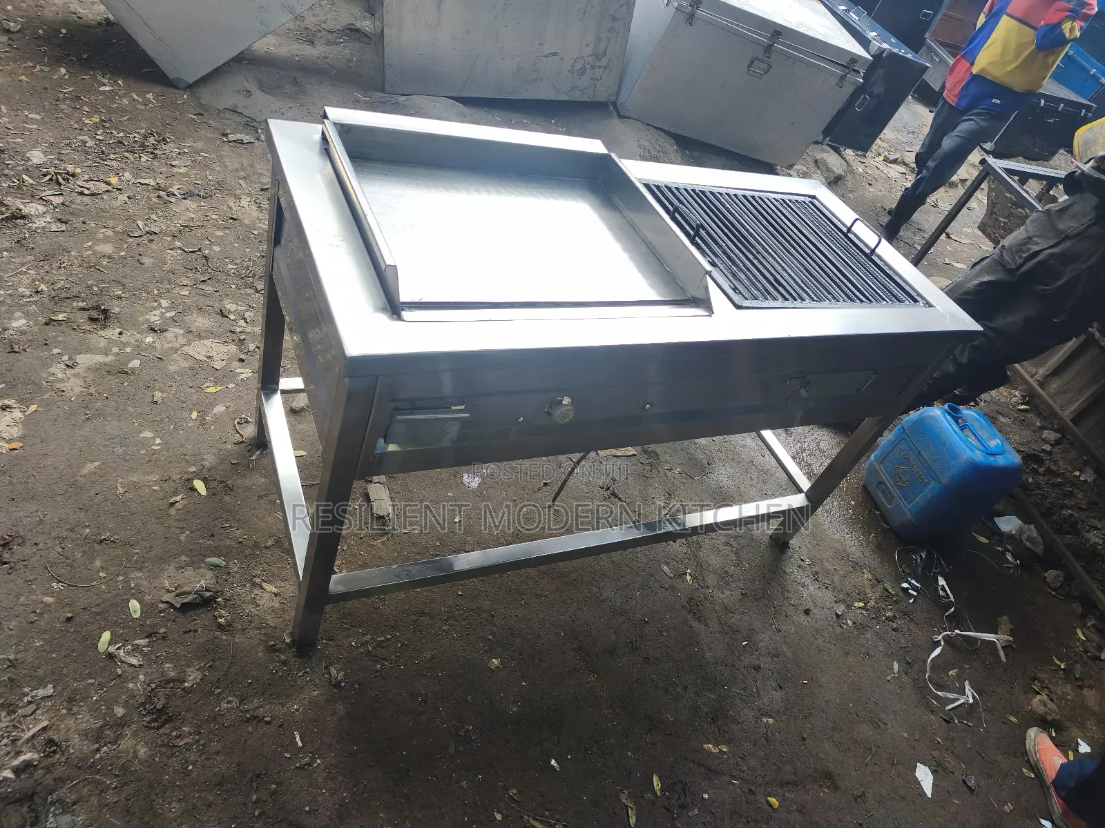 Combined Griddle and a Meat Grill
