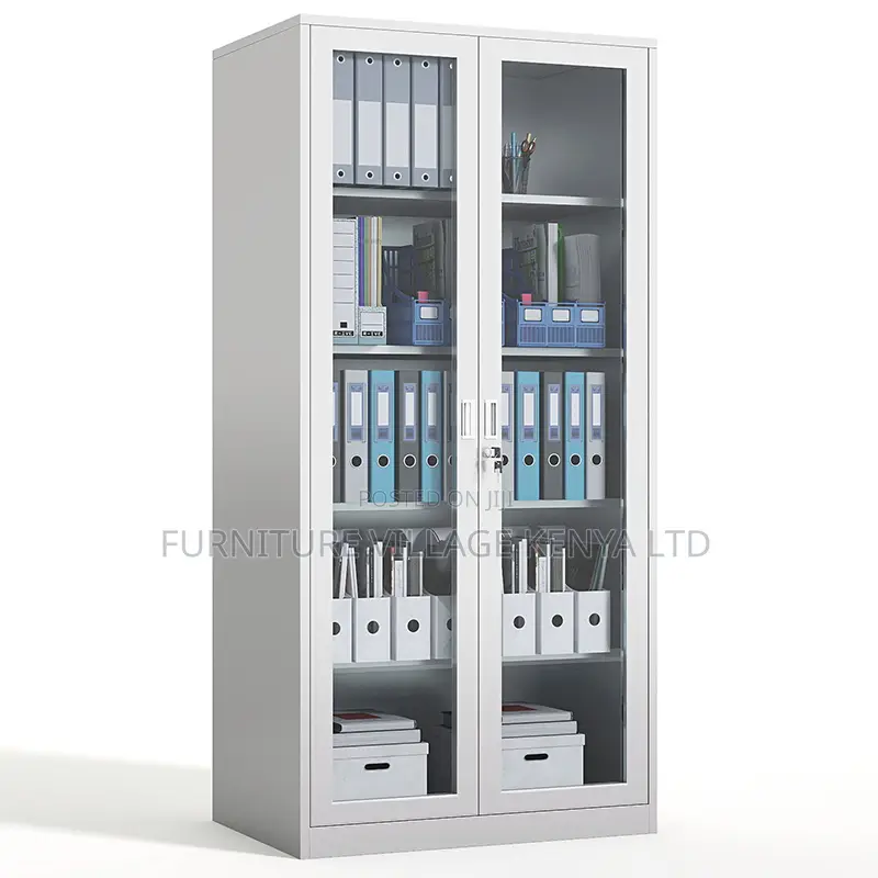 2-Door Full Glass Cabinet With Adjustable Shelves