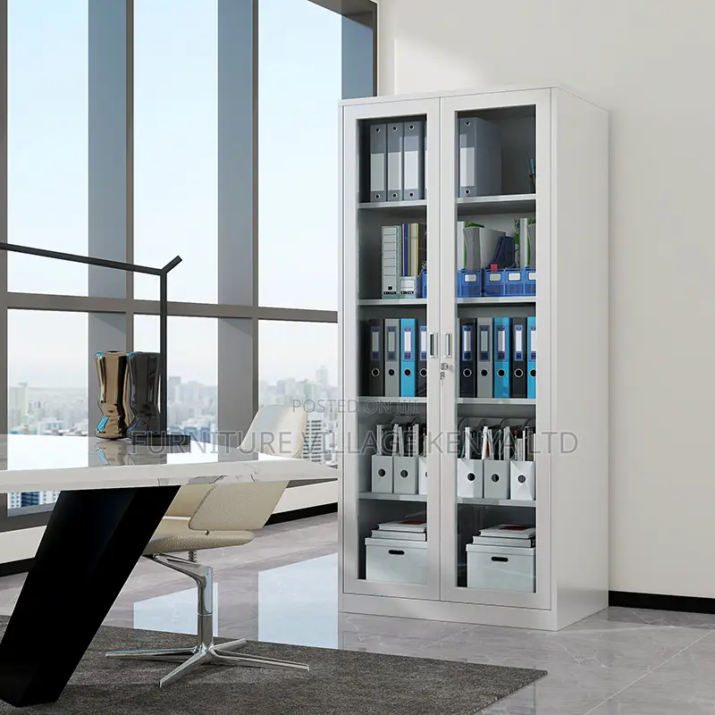 2-Door Full Glass Cabinet With Adjustable Shelves
